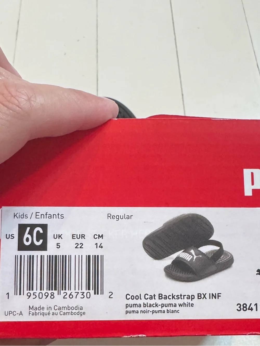 Puma Black Kids Logo Slide Sandals with Heel Strap